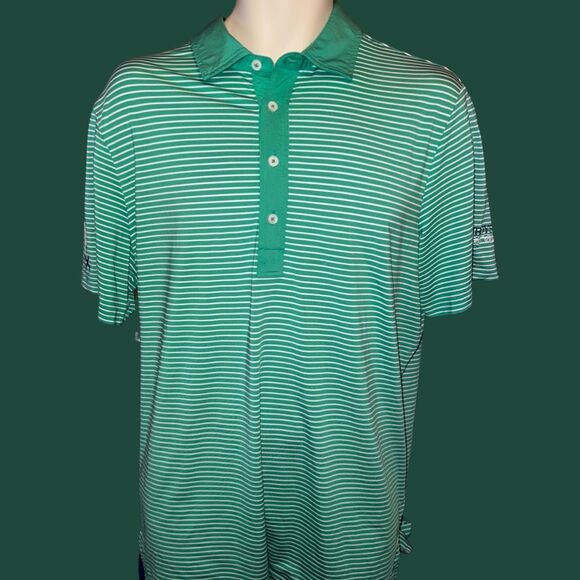 Ralph Lauren RLX Golf Green Striped Polo Cowboys Golf Club Logo Size L - Picture 3 of 6
